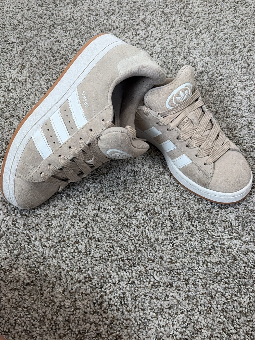 adidas Campus Low-Top Sneakers in Beige and White